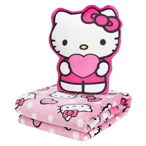 NWT Sanrio Hello Kitty Pink and White Blanket Set